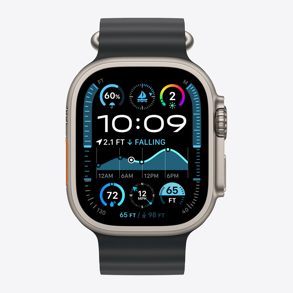 Uhrenarmbandverlängerung für Smartwatch - 49 mm, natürliche Titan-Oberfläche - 130 - 250 mm - Schwarz – Ansicht 3