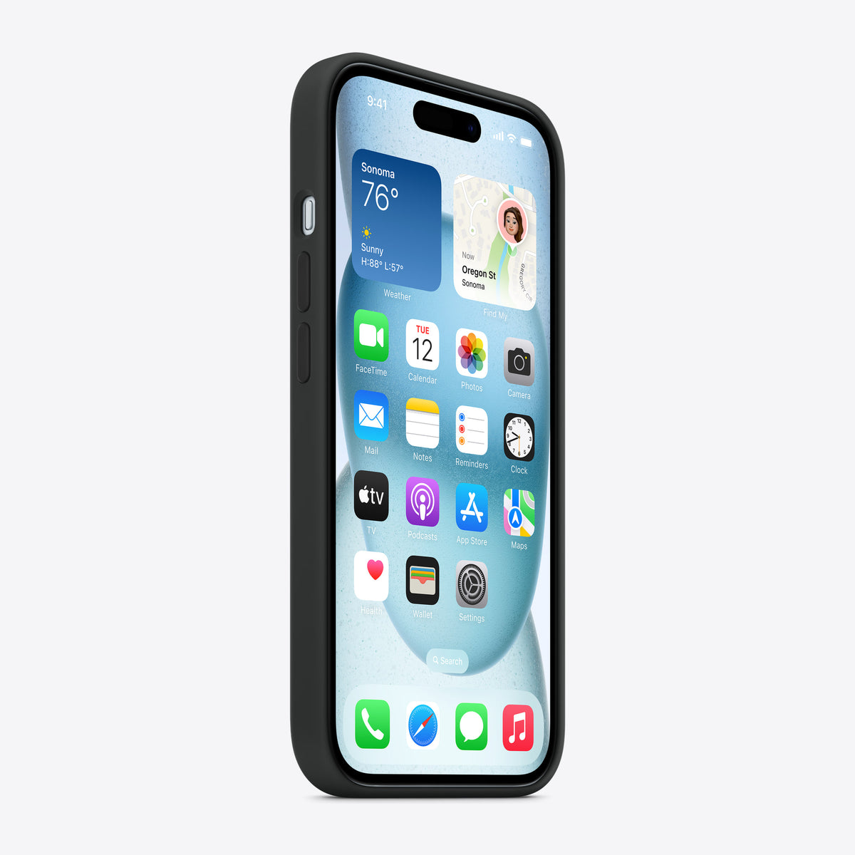 iPhone 15 Silicone Case with MagSafe – Black – Front view