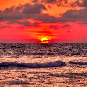 Red sunset over the sea