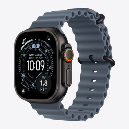 Armbandverlängerung für Smartwatch - 49 mm, schwarze Titanfassung - 130 - 250 mm - Ankerblau - für Watch Hermès Series 9, SE 3, Series 10, Series 11, Series 8, Series 9, Ultra 2, Ult