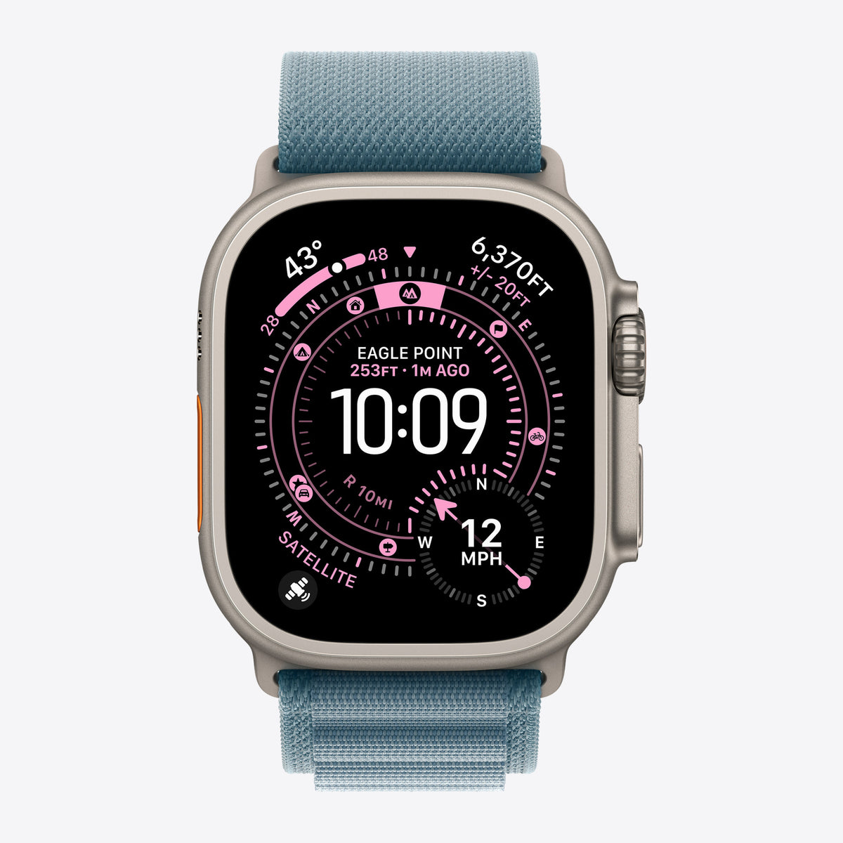 Loop für Smartwatch - 49 mm, natürliche Titan-Oberfläche - Größe S - Hellblau - für Watch Hermès Series 9, SE 3, Series 10, Series 11, Series 8, Series 9, Ultra 2, Ultra 3 – Ansicht 3