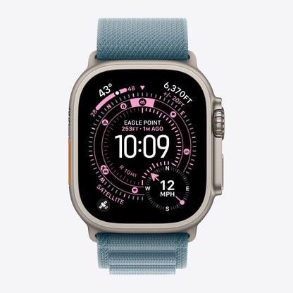 Loop für Smartwatch - 49 mm, natürliche Titan-Oberfläche - Größe S - Hellblau - für Watch Hermès Series 9, SE 3, Series 10, Series 11, Series 8, Series 9, Ultra 2, Ultra 3