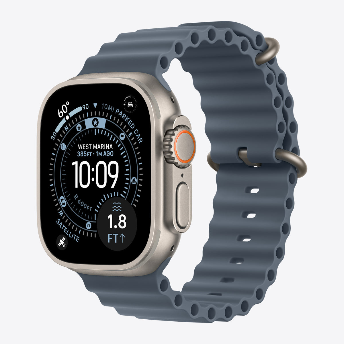 Armbandverlängerung für Smartwatch - 49 mm, natürliche Titan-Oberfläche - 130 - 250 mm - Ankerblau - für Watch Hermès Series 9, SE 3, Series 10, Series 11, Series 8, Series 9, Ultra – Ansicht 2