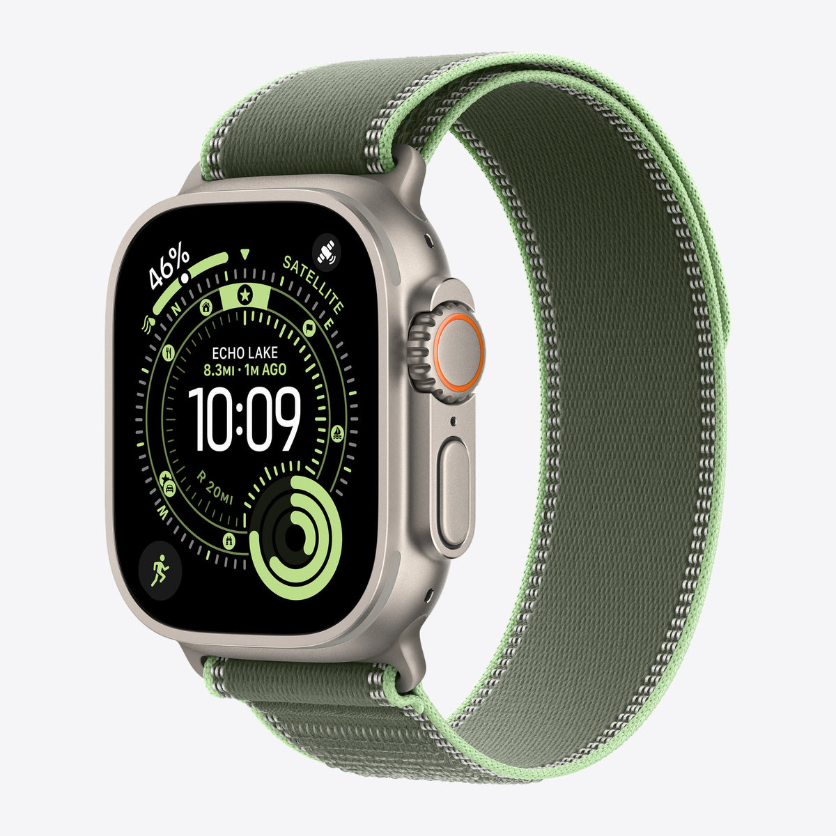 Loop für Smartwatch - 49 mm, natürliche Titan-Oberfläche - Größe S/M - grün/neon - für Watch Hermès Series 9, SE 3, Series 10, Series 11, Series 8, Series 9, Ultra 2, Ultra 3 – Ansicht 2