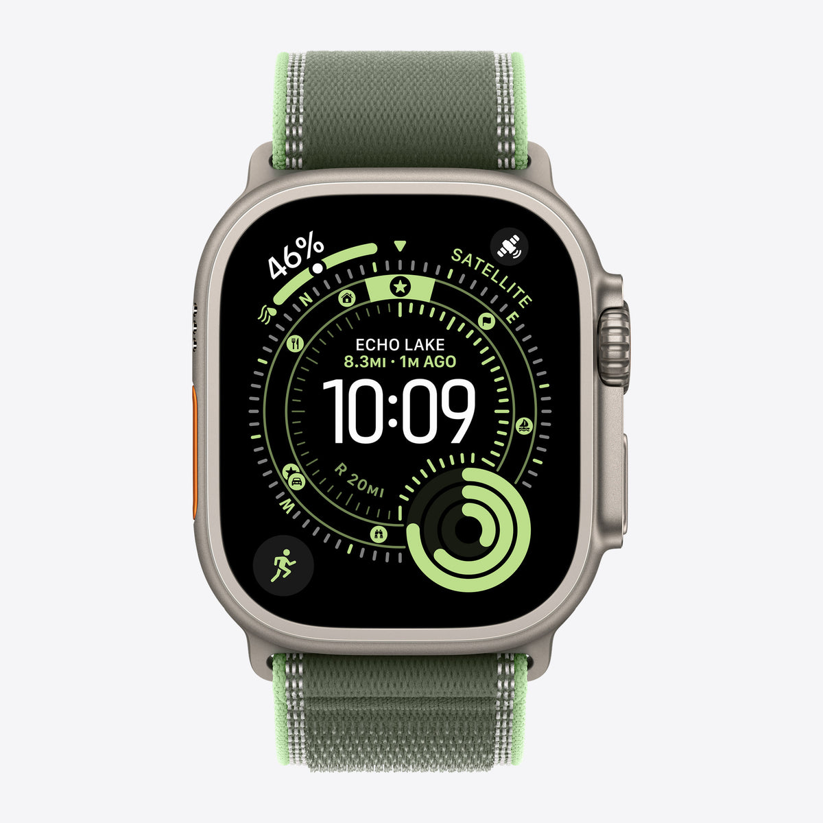 Loop für Smartwatch - 49 mm, natürliche Titan-Oberfläche - Größe M/L - grün/neon - für Watch Hermès Series 9, SE 3, Series 10, Series 11, Series 8, Series 9, Ultra 2, Ultra 3 – Ansicht 3