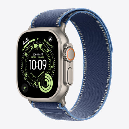 Loop für Smartwatch - 49 mm, natürliche Titan-Oberfläche - Größe M/L - blau/leuchtendes Blau - für Watch Hermès Series 9, SE 3, Series 10, Series 11, Series 8, Series 9, Ultra 2, Ult