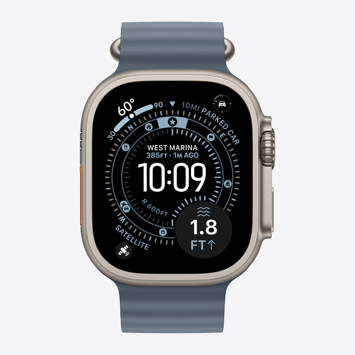 Armbandverlängerung für Smartwatch - 49 mm, natürliche Titan-Oberfläche - 130 - 250 mm - Ankerblau - für Watch Hermès Series 9, SE 3, Series 10, Series 11, Series 8, Series 9, Ultra – Ansicht 3