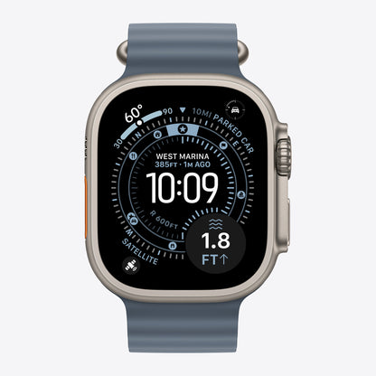 Armbandverlängerung für Smartwatch - 49 mm, natürliche Titan-Oberfläche - 130 - 250 mm - Ankerblau - für Watch Hermès Series 9, SE 3, Series 10, Series 11, Series 8, Series 9, Ultra