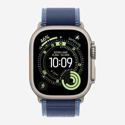 Loop für Smartwatch - 49 mm, natürliche Titan-Oberfläche - Größe M/L - blau/leuchtendes Blau - für Watch Hermès Series 9, SE 3, Series 10, Series 11, Series 8, Series 9, Ultra 2, Ult