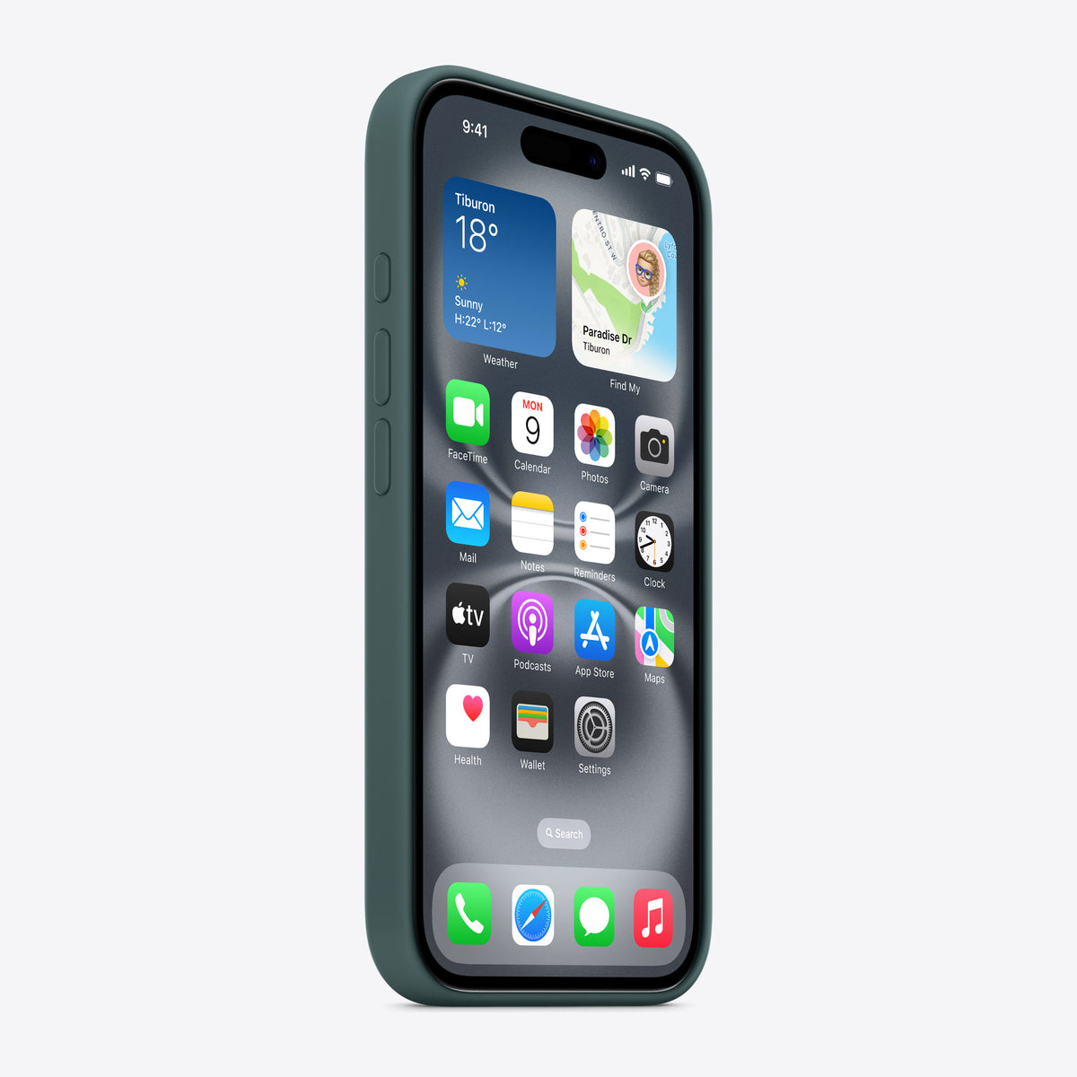 iPhone 16 Silicone Case with MagSafe – Lake Green – View 2