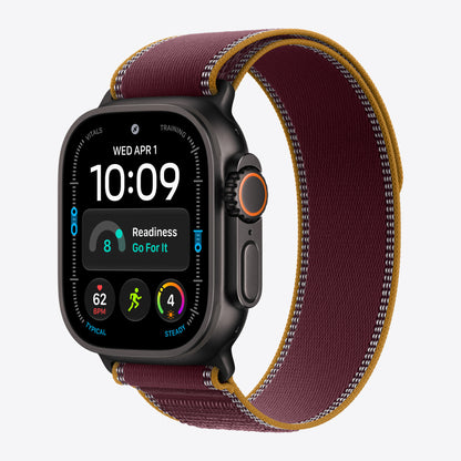 Loop für Smartwatch - 49 mm, schwarze Titanfassung - Größe M/L - Weinrot