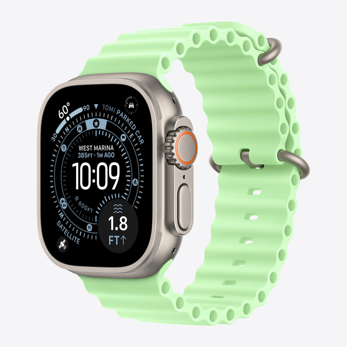 Armbandverlängerung für Smartwatch - 49 mm, natürliche Titan-Oberfläche - 130 - 250 mm - Neongrün - für Watch Hermès Series 9, SE 3, Series 10, Series 11, Series 8, Series 9, Ultra 2 – Ansicht 2