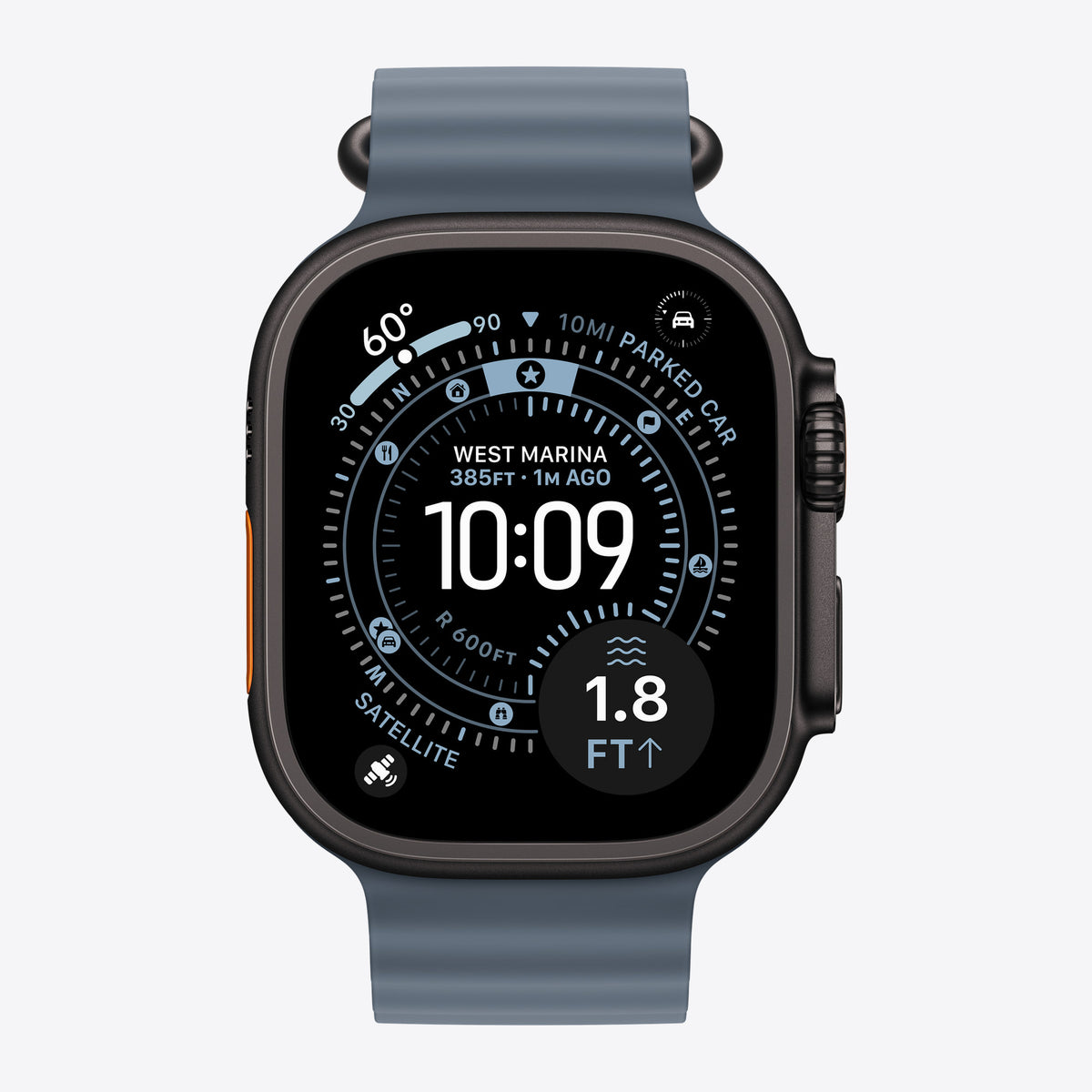 Armbandverlängerung für Smartwatch - 49 mm, schwarze Titanfassung - 130 - 250 mm - Ankerblau - für Watch Hermès Series 9, SE 3, Series 10, Series 11, Series 8, Series 9, Ultra 2, Ult – Ansicht 3