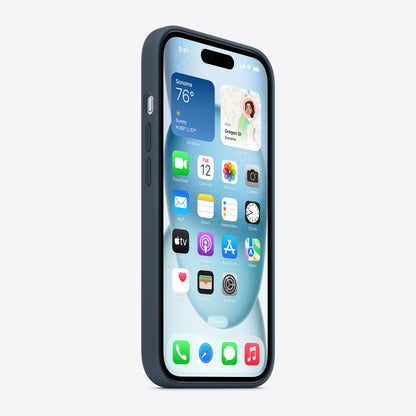 iPhone 15 Silicone Case with MagSafe – Storm Blue