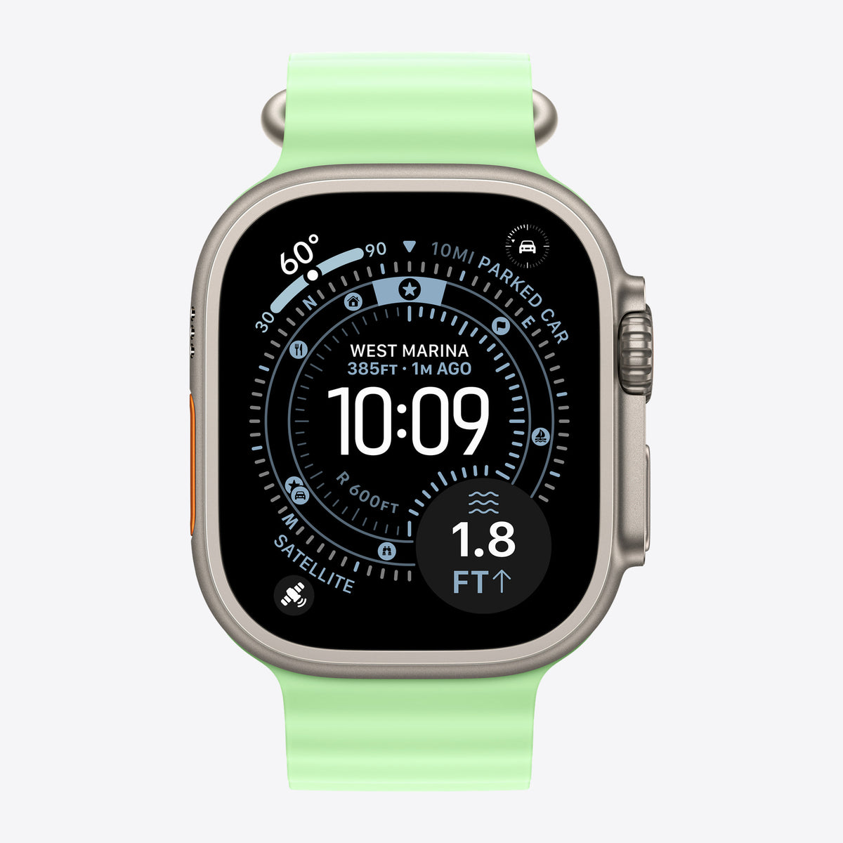 Armbandverlängerung für Smartwatch - 49 mm, natürliche Titan-Oberfläche - 130 - 250 mm - Neongrün - für Watch Hermès Series 9, SE 3, Series 10, Series 11, Series 8, Series 9, Ultra 2 – Ansicht 3