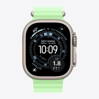 Armbandverlängerung für Smartwatch - 49 mm, natürliche Titan-Oberfläche - 130 - 250 mm - Neongrün - für Watch Hermès Series 9, SE 3, Series 10, Series 11, Series 8, Series 9, Ultra 2