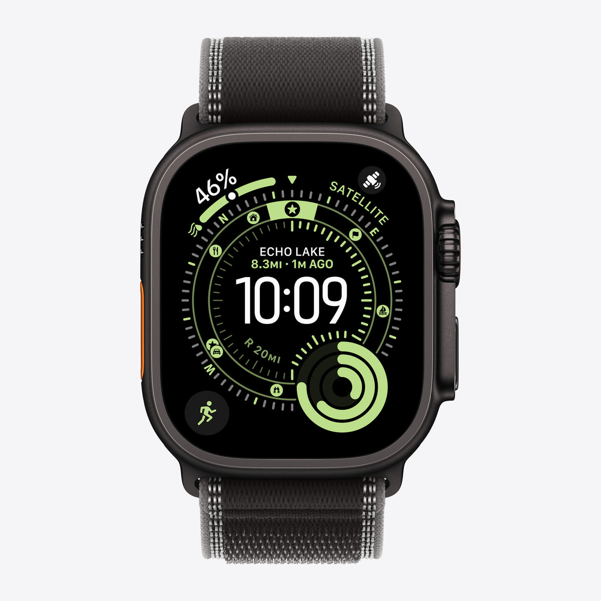 Loop für Smartwatch - 49 mm, schwarze Titanfassung - Größe S/M - Schwarz / Holzkohle - für Watch Hermès Series 9, SE 3, Series 10, Series 11, Series 8, Series 9, Ultra 2, Ultra 3 – Ansicht 3