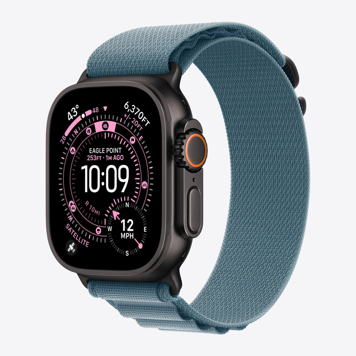Loop für Smartwatch - 49 mm, schwarze Titanfassung - Größe S - Hellblau - für Watch Hermès Series 9, SE 3, Series 10, Series 11, Series 8, Series 9, Ultra 2, Ultra 3 – Ansicht 2