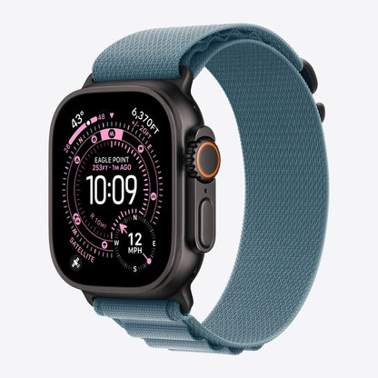 Loop für Smartwatch - 49 mm, schwarze Titanfassung - Größe S - Hellblau - für Watch Hermès Series 9, SE 3, Series 10, Series 11, Series 8, Series 9, Ultra 2, Ultra 3
