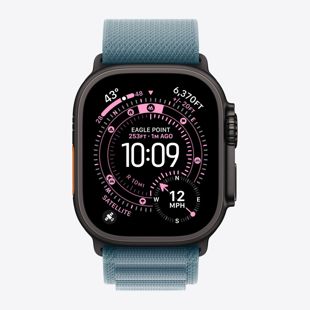 Loop für Smartwatch - 49 mm, schwarze Titanfassung - Größe S - Hellblau - für Watch Hermès Series 9, SE 3, Series 10, Series 11, Series 8, Series 9, Ultra 2, Ultra 3 – Ansicht 3