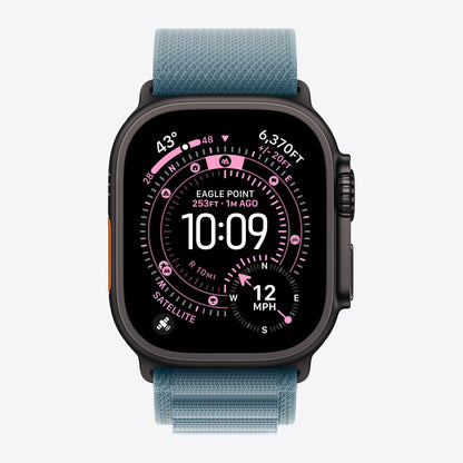 Loop für Smartwatch - 49 mm, schwarze Titanfassung - Größe S - Hellblau - für Watch Hermès Series 9, SE 3, Series 10, Series 11, Series 8, Series 9, Ultra 2, Ultra 3