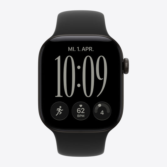 Apple Watch Series 12 Black, Black Sport Band – Front view
