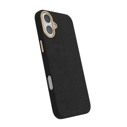 CompuMac Mikrofaser-Hülle in Wildleder-Optik für iPhone 16 – Schwarz