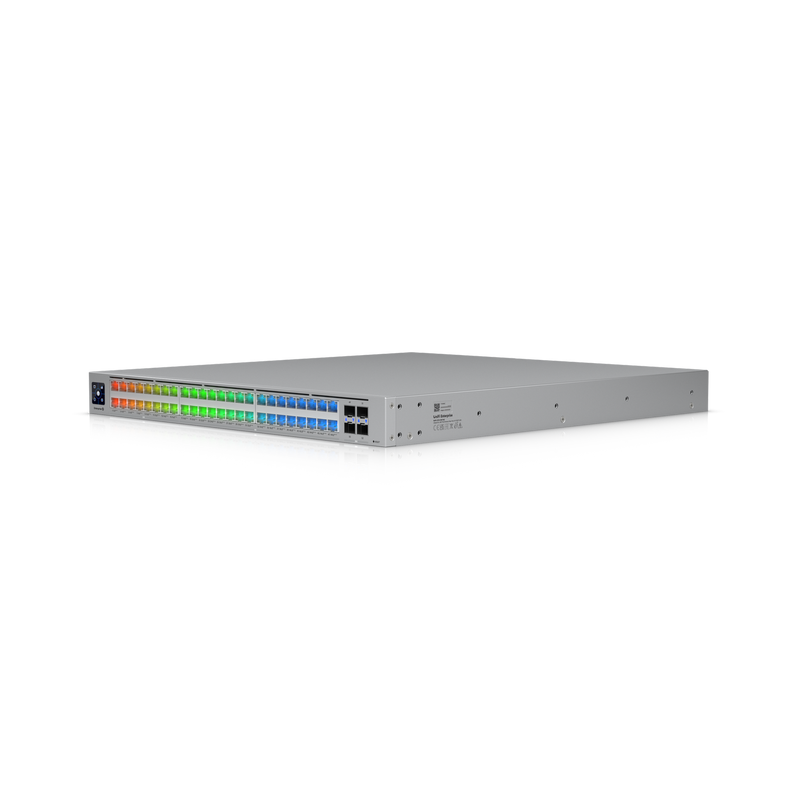 Switch from the UniFi range by Ubiquiti: flat unit with many network ports
