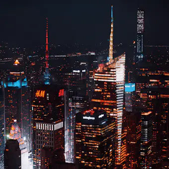 City skyscrapers at night